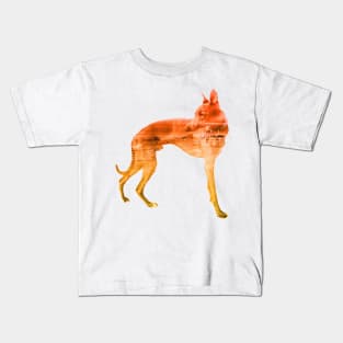 Orange & Yellow Waves Whippet Kids T-Shirt